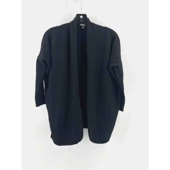 Brooks Brothers Extra Fine Merino Wool Black Drape Front Cardigan Sweater Size S - Picture 2 of 11